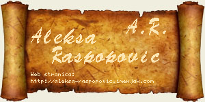 Aleksa Raspopović vizit kartica